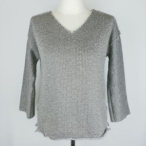 Dylan by True Grit Sweater Womens S Relaxed‎ V-Neck Long Sleeve Fleece Knit